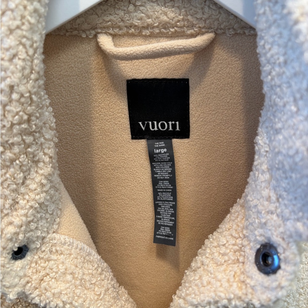 Vuori Mens Cream Sherpa Fleece Button-Up Jacket - Picture 3 of 6